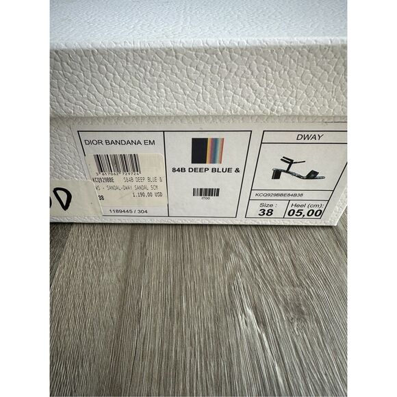 Dior Bandana Embroidered Deep Blue Dway Heeled Sandal Strap Low Heel Pumps EU38/ - Picture 12 of 14